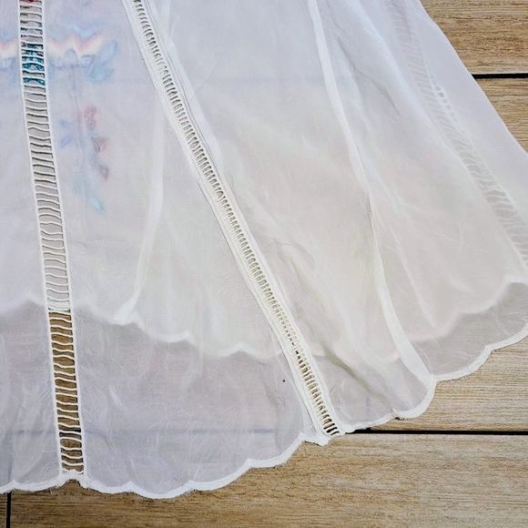 JOHNNY WAS VARA BLOUSE Flared Sheer Lightweight Floral Embroidered White Size S - Picture 6 of 15